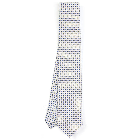 CRAVATTA SARTORIALE 7 CM IN SETA STAMPATA BIANCA