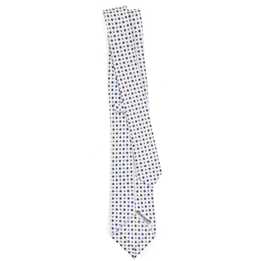 CRAVATTA SARTORIALE 7 CM IN SETA STAMPATA BIANCA