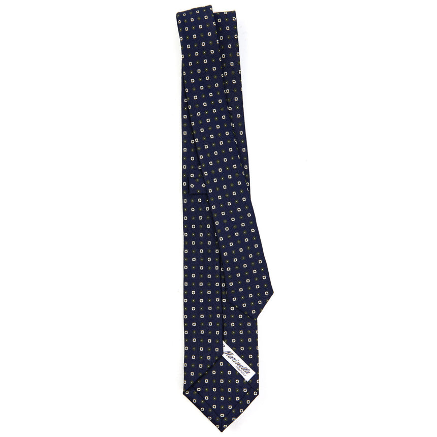 DARK BLUE SARTORIAL 7 CM PRINTED SILK TIE