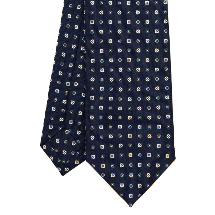 DARK BLUE SARTORIAL 7 CM PRINTED SILK TIE