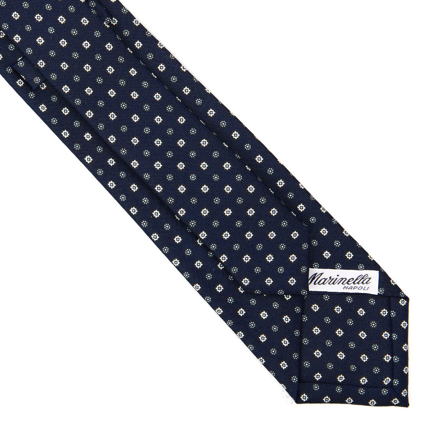 DARK BLUE SARTORIAL 7 CM PRINTED SILK TIE