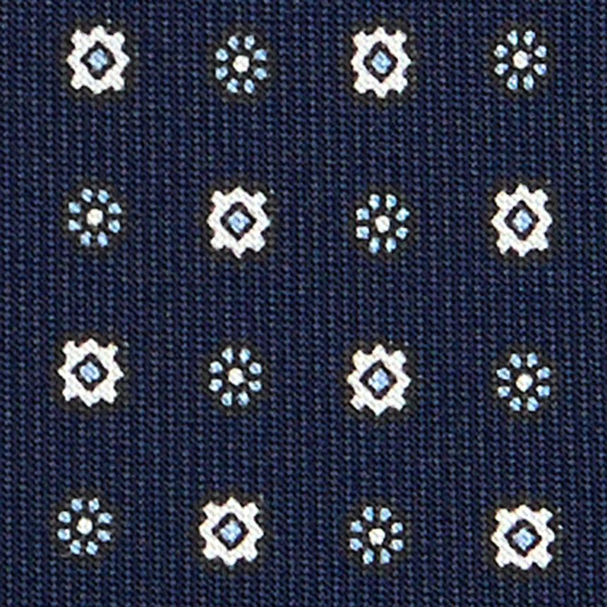 DARK BLUE SARTORIAL 7 CM PRINTED SILK TIE