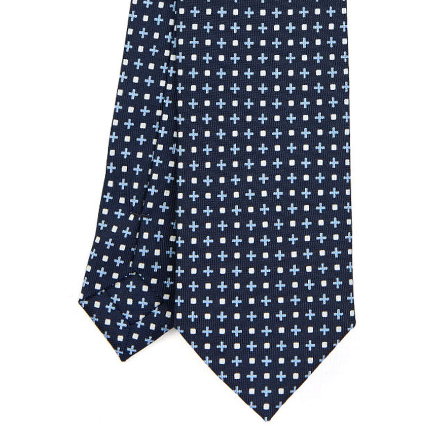 DARK BLUE SARTORIAL 7 CM PRINTED SILK TIE