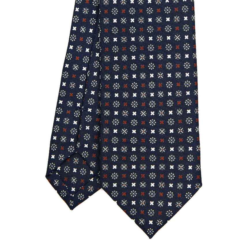 DARK BLUE SARTORIAL 7 CM PRINTED SILK TIE