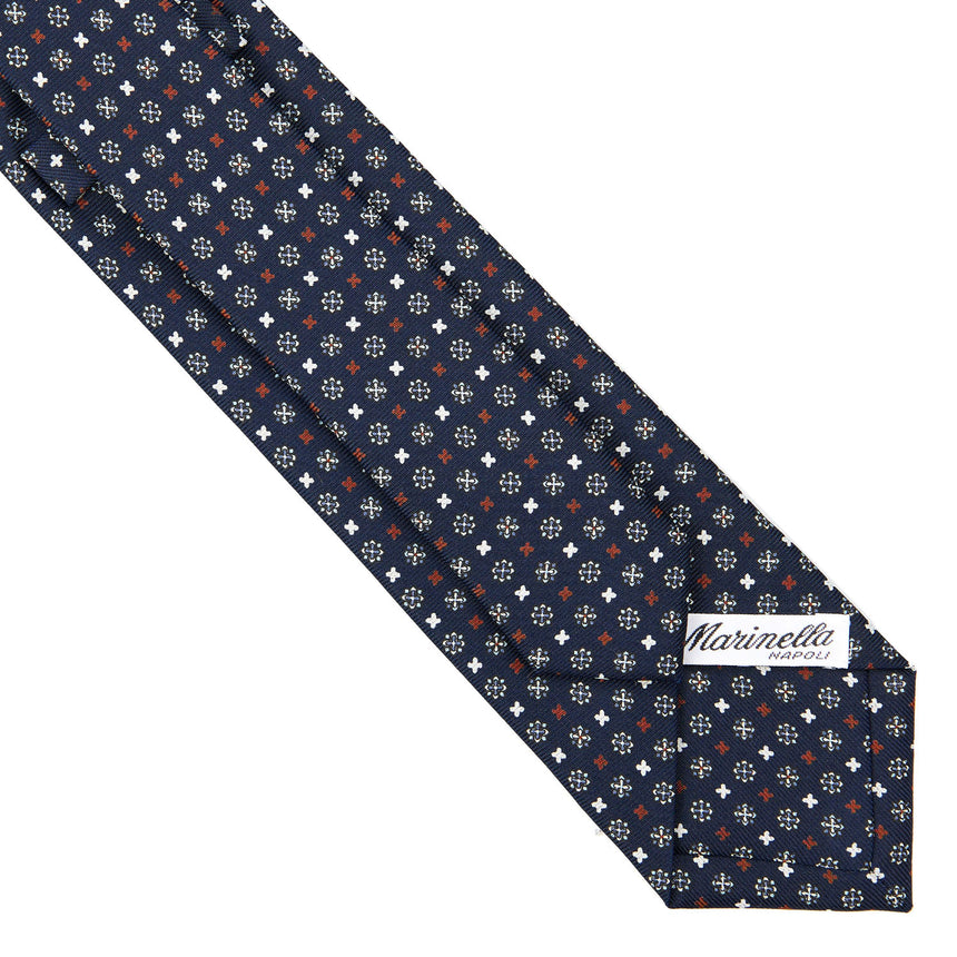 DARK BLUE SARTORIAL 7 CM PRINTED SILK TIE