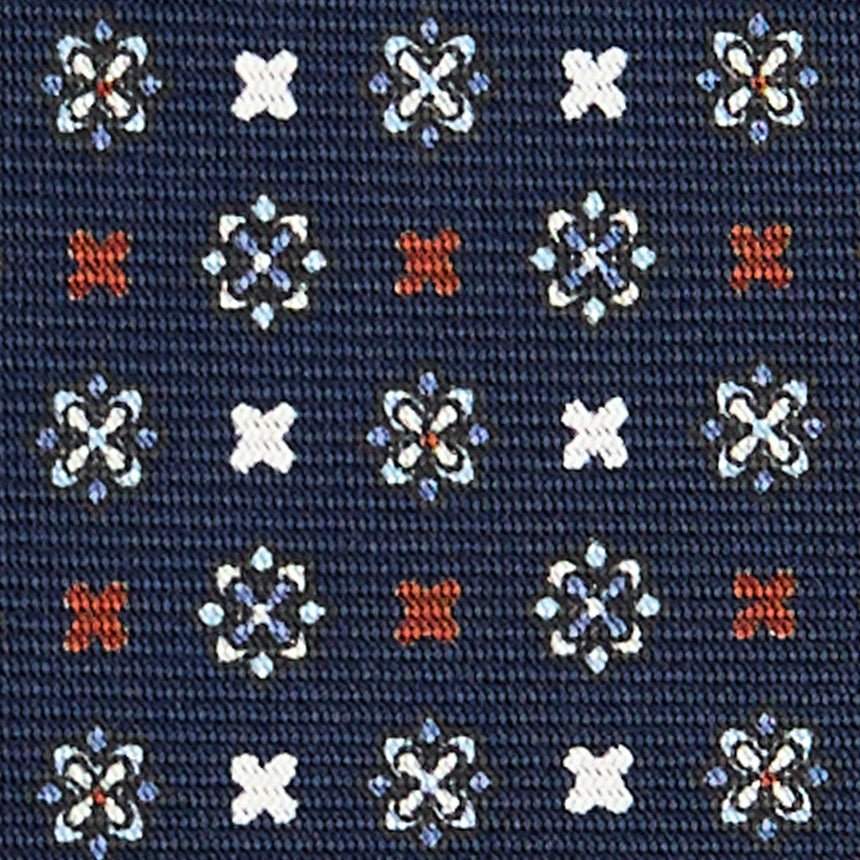 DARK BLUE SARTORIAL 7 CM PRINTED SILK TIE