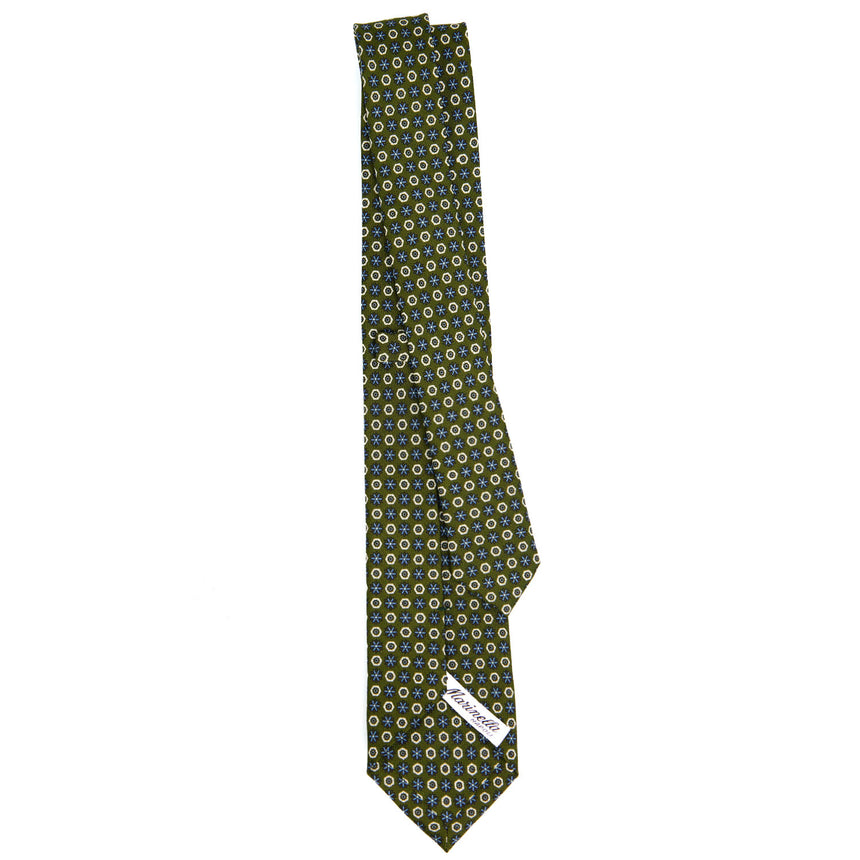 CRAVATTA SARTORIALE 7 CM IN SETA STAMPATA VERDE OLIVA