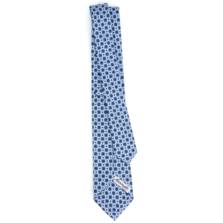 CRAVATTA SARTORIALE 7 CM IN SETA STAMPATA AZZURRA