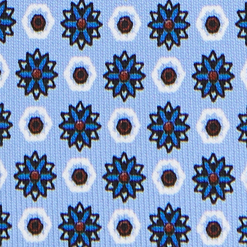 CRAVATTA SARTORIALE 7 CM IN SETA STAMPATA AZZURRA
