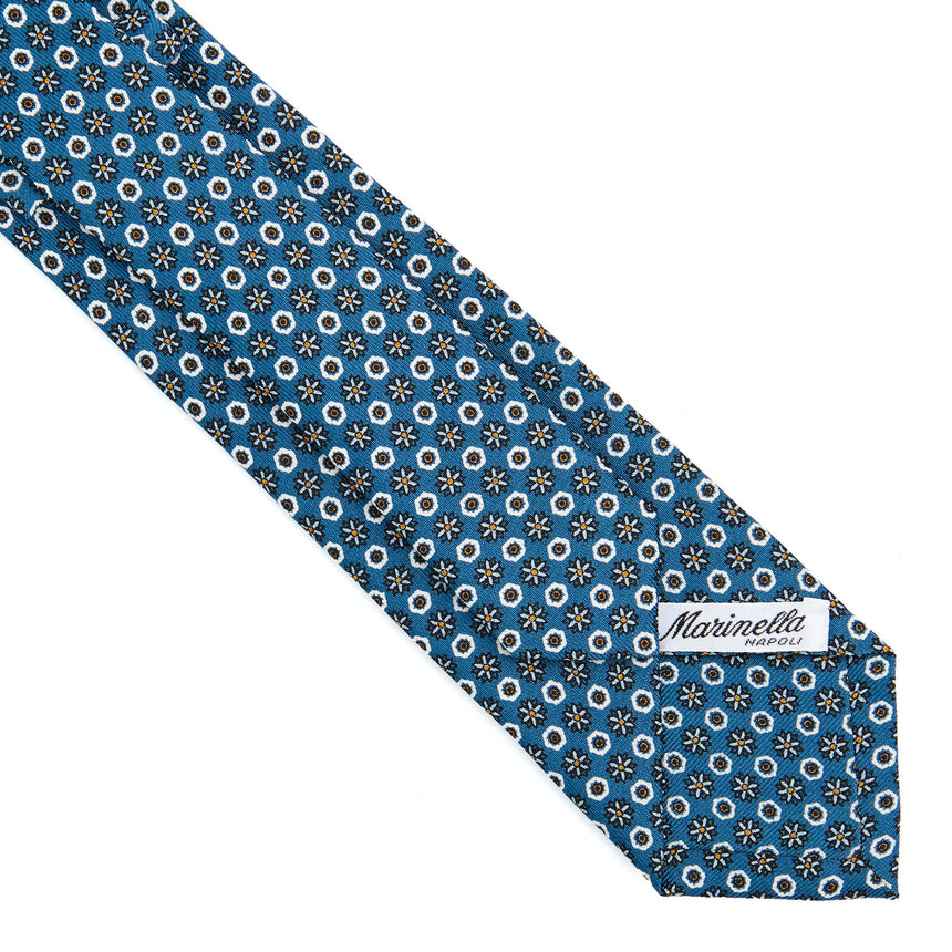MID BLUE SARTORIAL 7 CM PRINTED SILK TIE