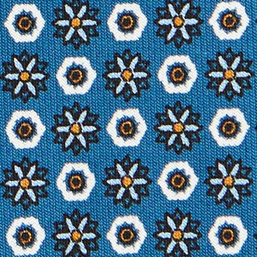 MID BLUE SARTORIAL 7 CM PRINTED SILK TIE