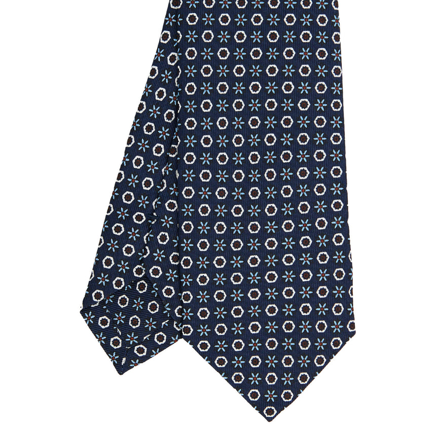 DARK BLUE SARTORIAL 7 CM PRINTED SILK TIE