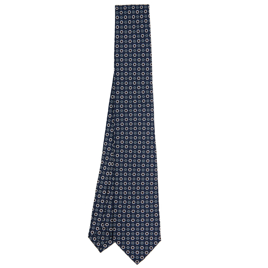 DARK BLUE SARTORIAL 7 CM PRINTED SILK TIE