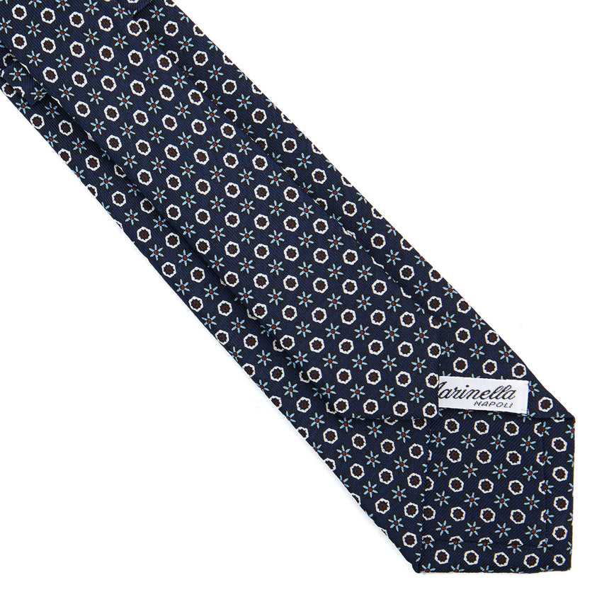 DARK BLUE SARTORIAL 7 CM PRINTED SILK TIE