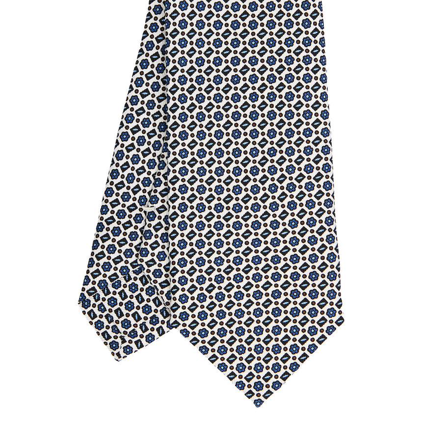 CRAVATTA SARTORIALE 7 CM IN SETA STAMPATA BIANCA