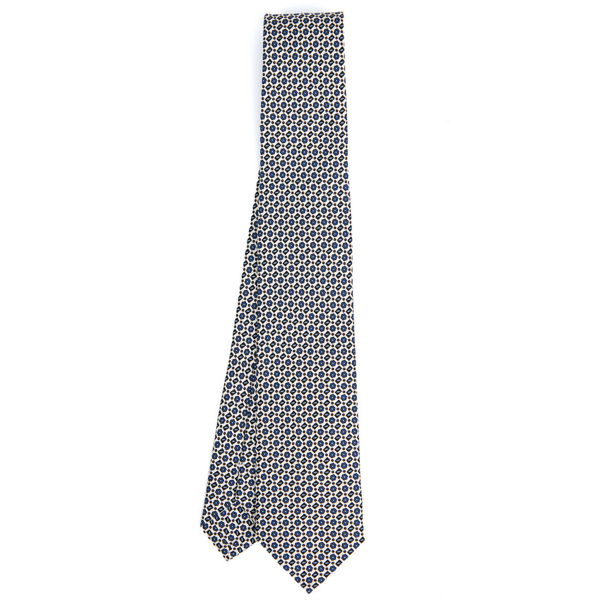 CRAVATTA SARTORIALE 7 CM IN SETA STAMPATA BIANCA