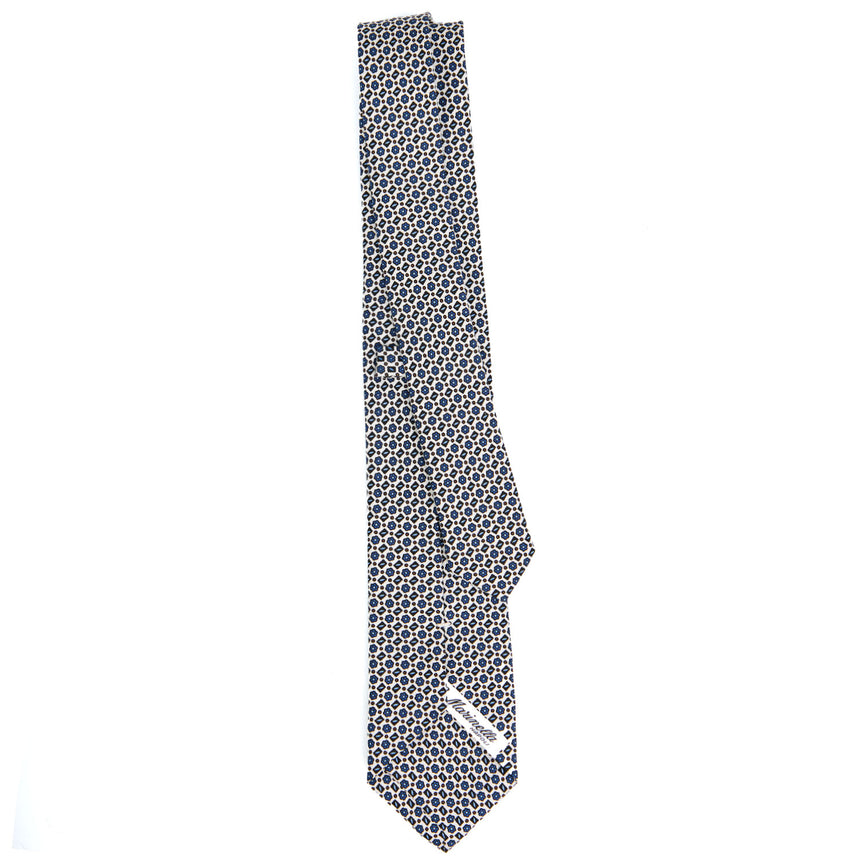 CRAVATTA SARTORIALE 7 CM IN SETA STAMPATA BIANCA