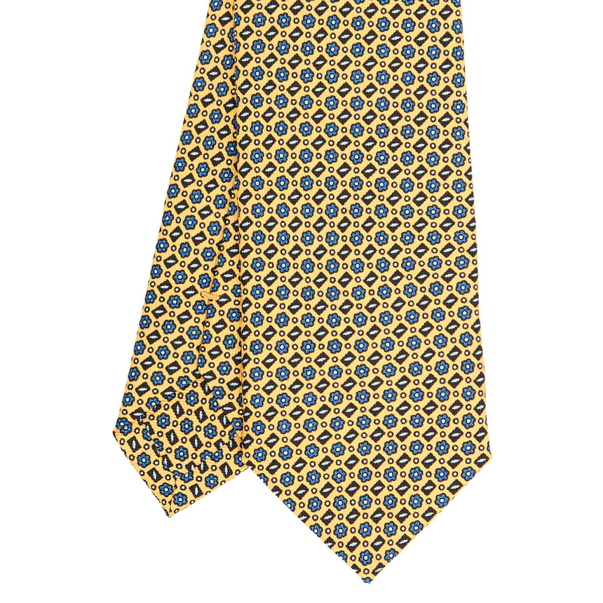 CRAVATTA SARTORIALE 7 CM IN SETA STAMPATA GIALLA