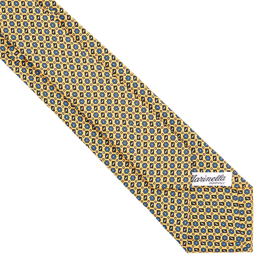 CRAVATTA SARTORIALE 7 CM IN SETA STAMPATA GIALLA
