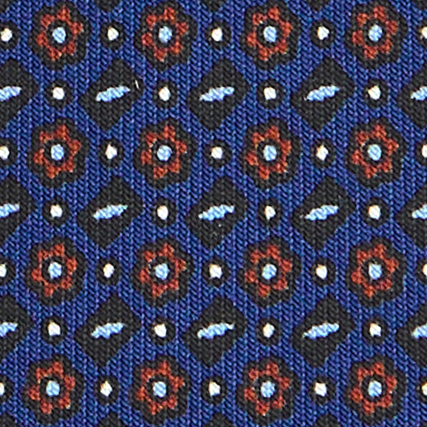 CRAVATTA SARTORIALE 7 CM IN SETA STAMPATA BLU