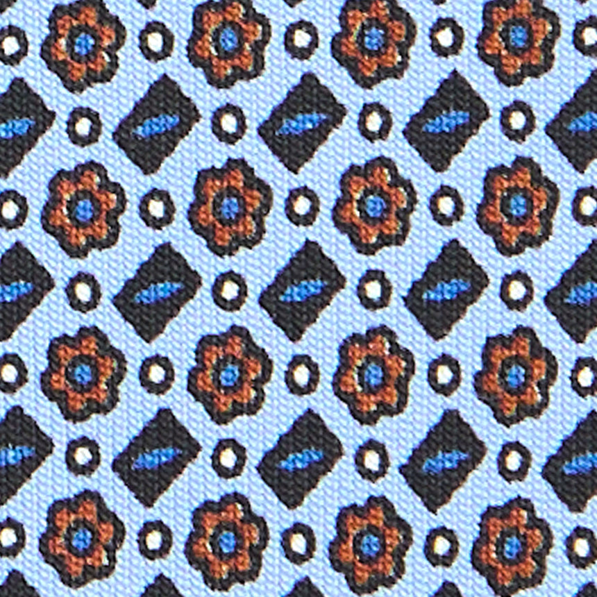LIGHT BLUE SARTORIAL 7 CM PRINTED SILK TIE