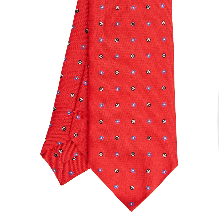 CRAVATTA SARTORIALE 7 CM IN SETA STAMPATA ROSSA