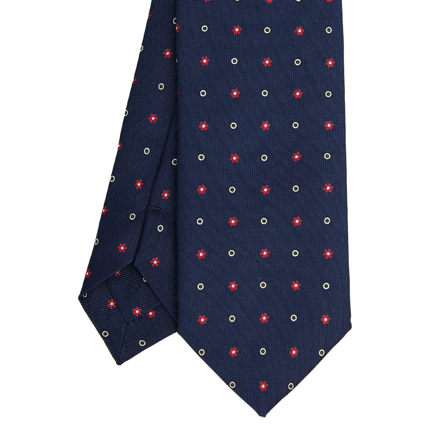 DARK BLUE SARTORIAL 7 CM PRINTED SILK TIE