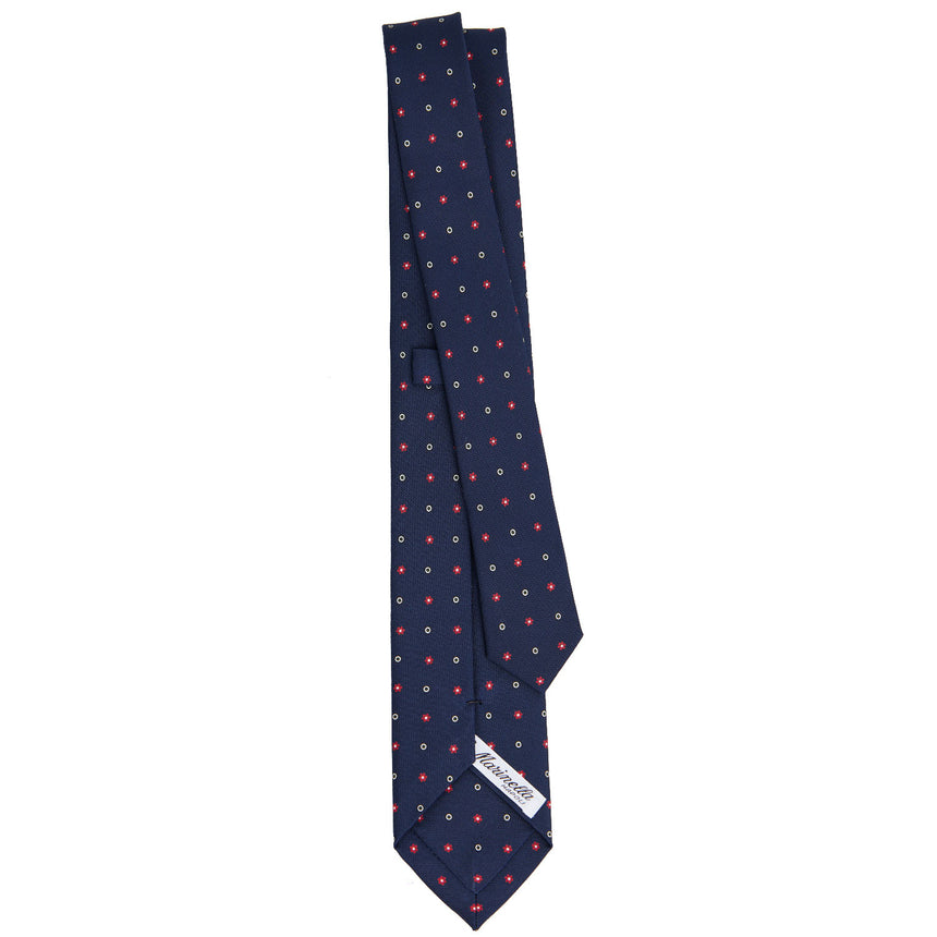 DARK BLUE SARTORIAL 7 CM PRINTED SILK TIE