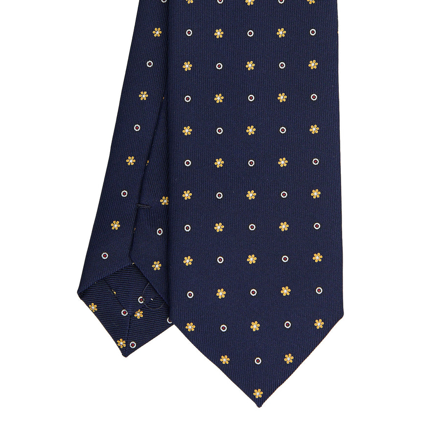 DARK BLUE SARTORIAL 7 CM PRINTED SILK TIE