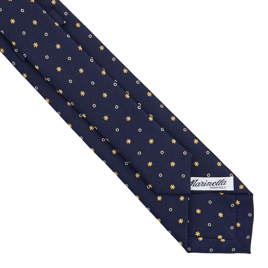 DARK BLUE SARTORIAL 7 CM PRINTED SILK TIE
