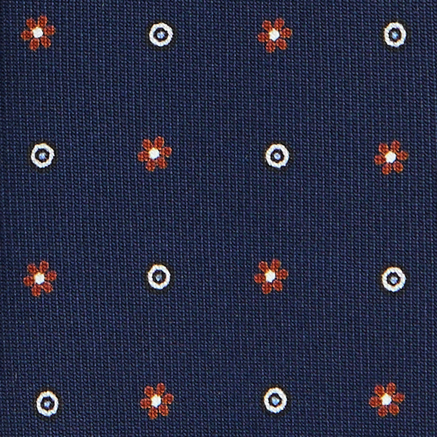 DARK BLUE SARTORIAL 7 CM PRINTED SILK TIE