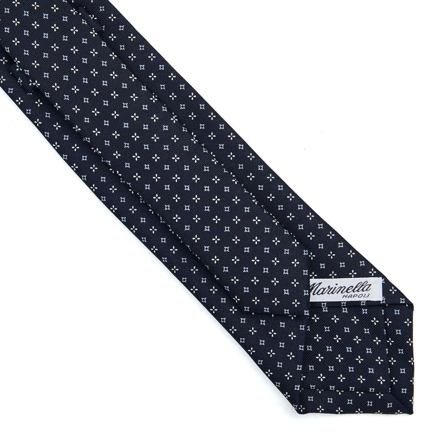 DARK BLUE SARTORIAL 7 CM PRINTED SILK TIE