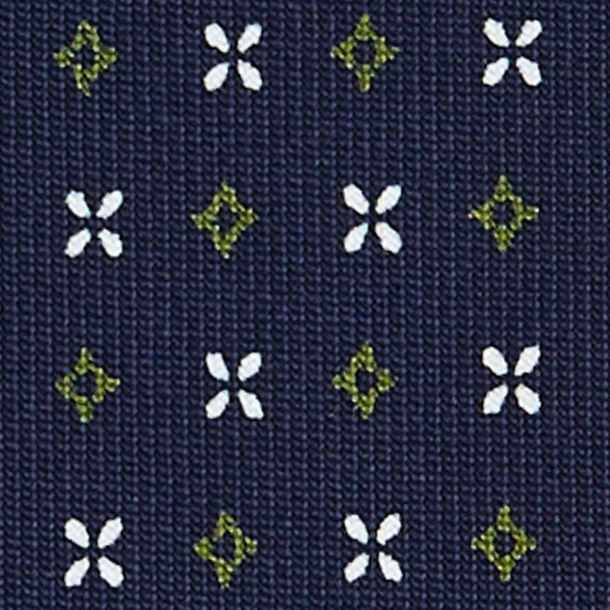 CRAVATTA SARTORIALE 7 CM IN SETA STAMPATA BLU SCURO