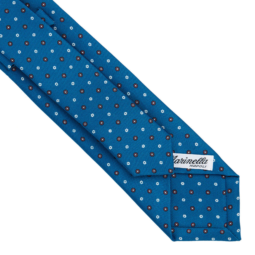 CRAVATTA SARTORIALE 7 CM IN SETA STAMPATA BLU MEDIO