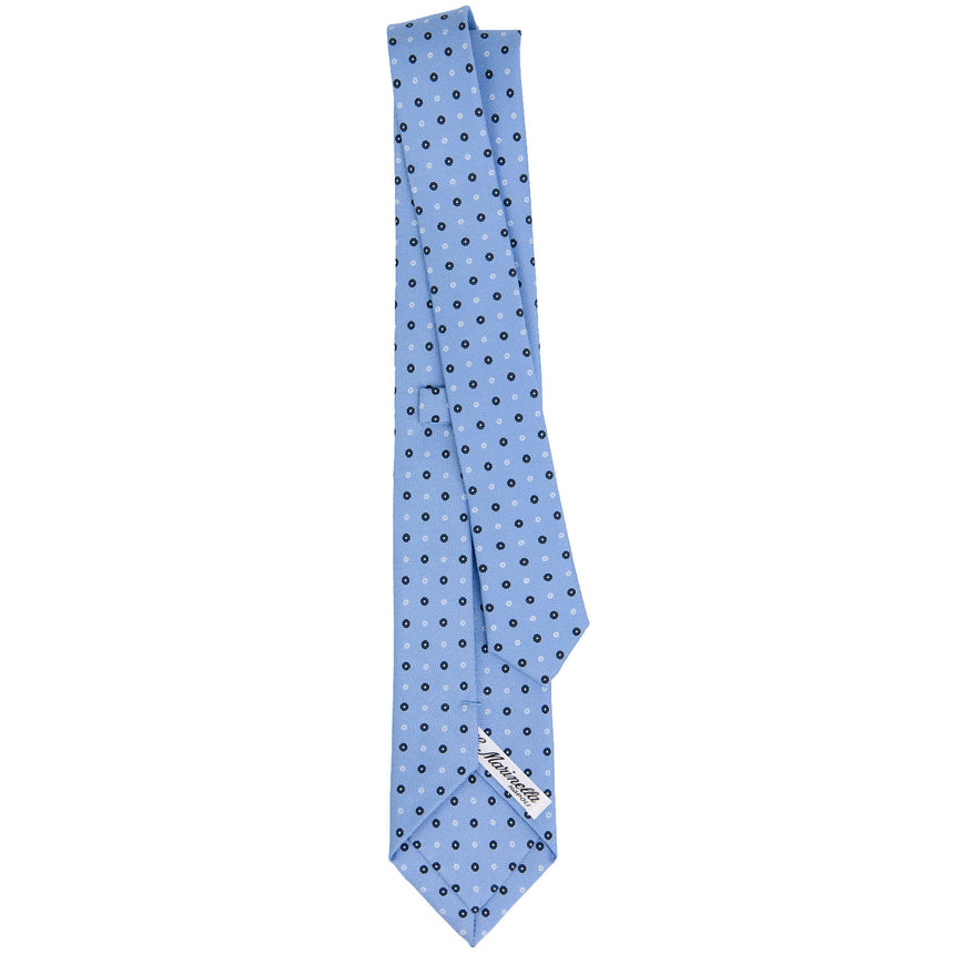 CRAVATTA SARTORIALE 7 CM IN SETA STAMPATA AZZURRA