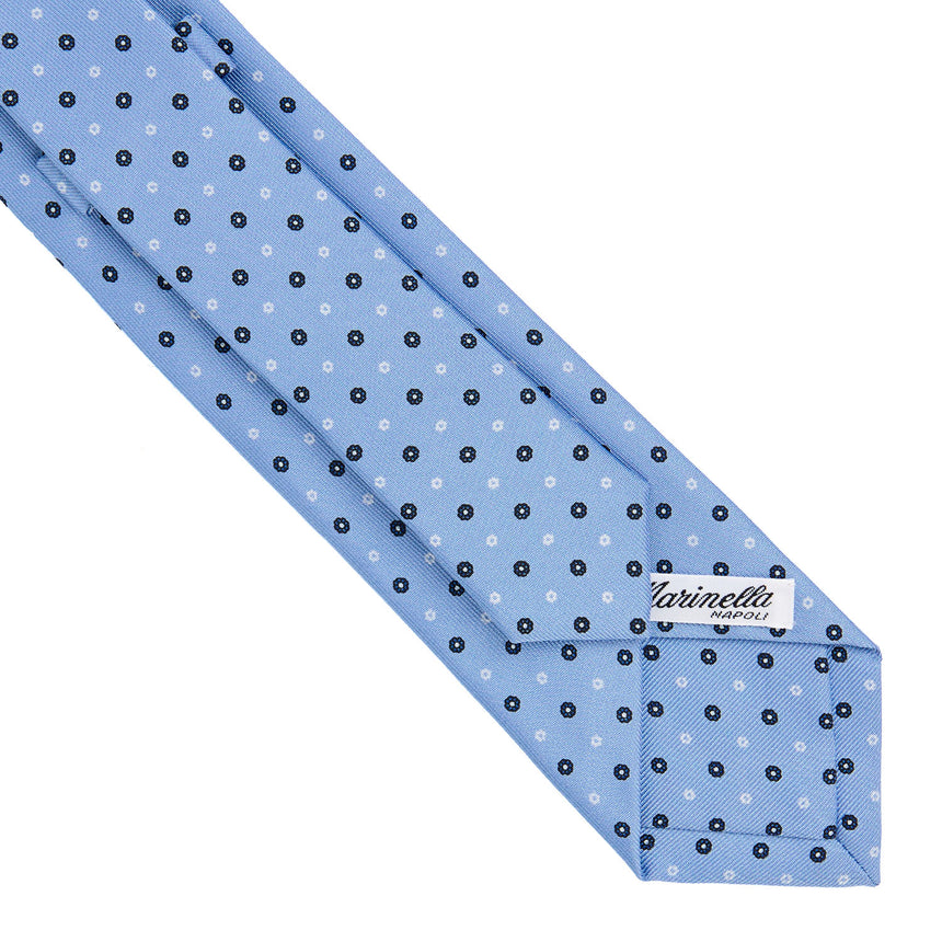 CRAVATTA SARTORIALE 7 CM IN SETA STAMPATA AZZURRA