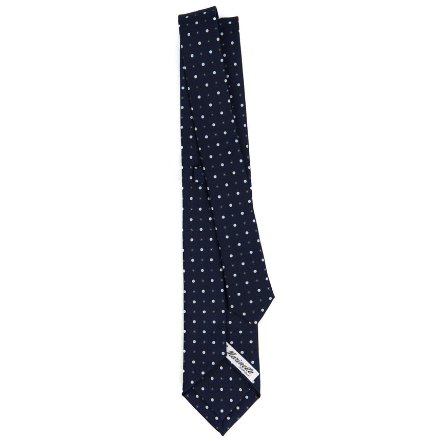 CRAVATTA SARTORIALE 7 CM IN SETA STAMPATA BLU SCURO