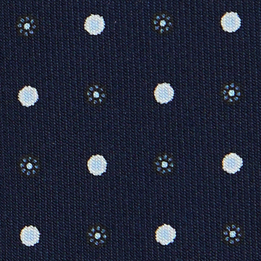 CRAVATTA SARTORIALE 7 CM IN SETA STAMPATA BLU SCURO
