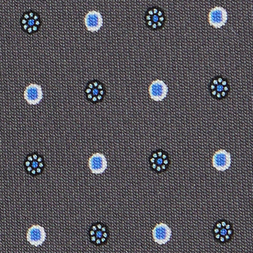 CRAVATTA SARTORIALE 7 CM IN SETA STAMPATA GRIGIO SCURO