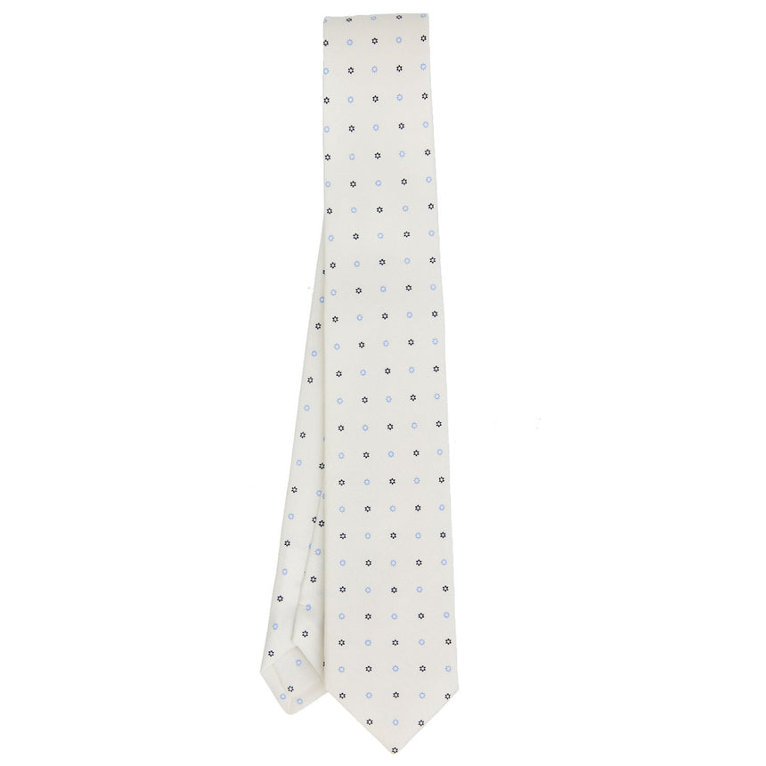 CRAVATTA SARTORIALE 7 CM IN SETA STAMPATA BIANCA