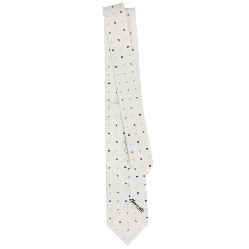 CRAVATTA SARTORIALE 7 CM IN SETA STAMPATA BIANCA