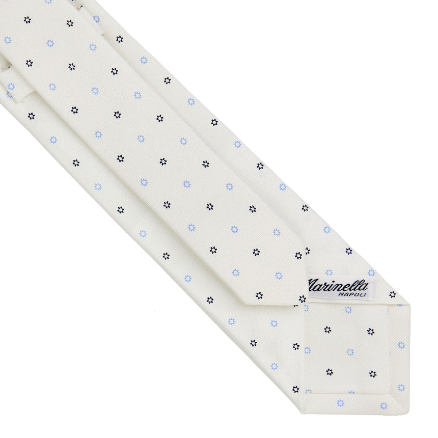 CRAVATTA SARTORIALE 7 CM IN SETA STAMPATA BIANCA