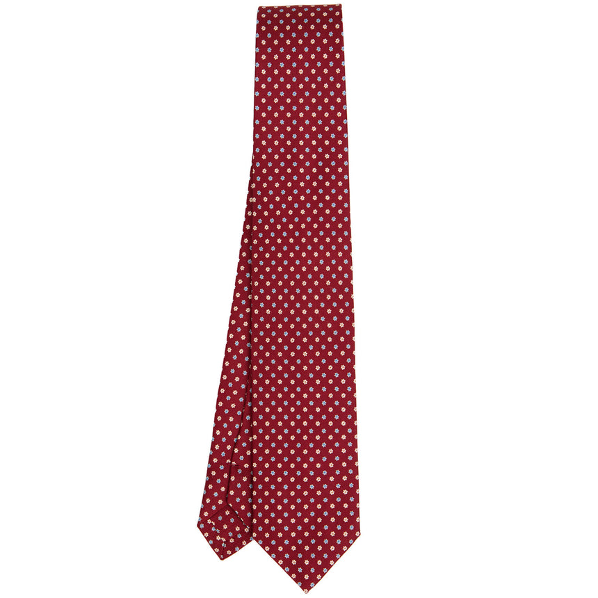 CRAVATTA SARTORIALE 7 CM IN SETA STAMPATA BORDEAUX