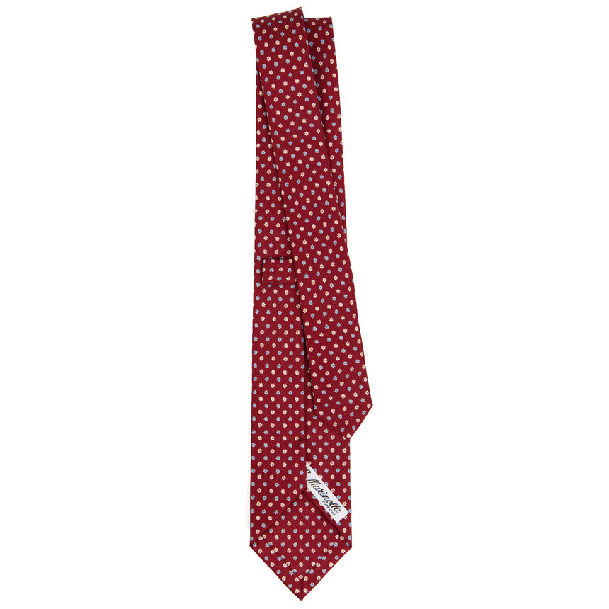 CRAVATTA SARTORIALE 7 CM IN SETA STAMPATA BORDEAUX