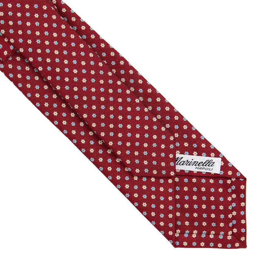CRAVATTA SARTORIALE 7 CM IN SETA STAMPATA BORDEAUX
