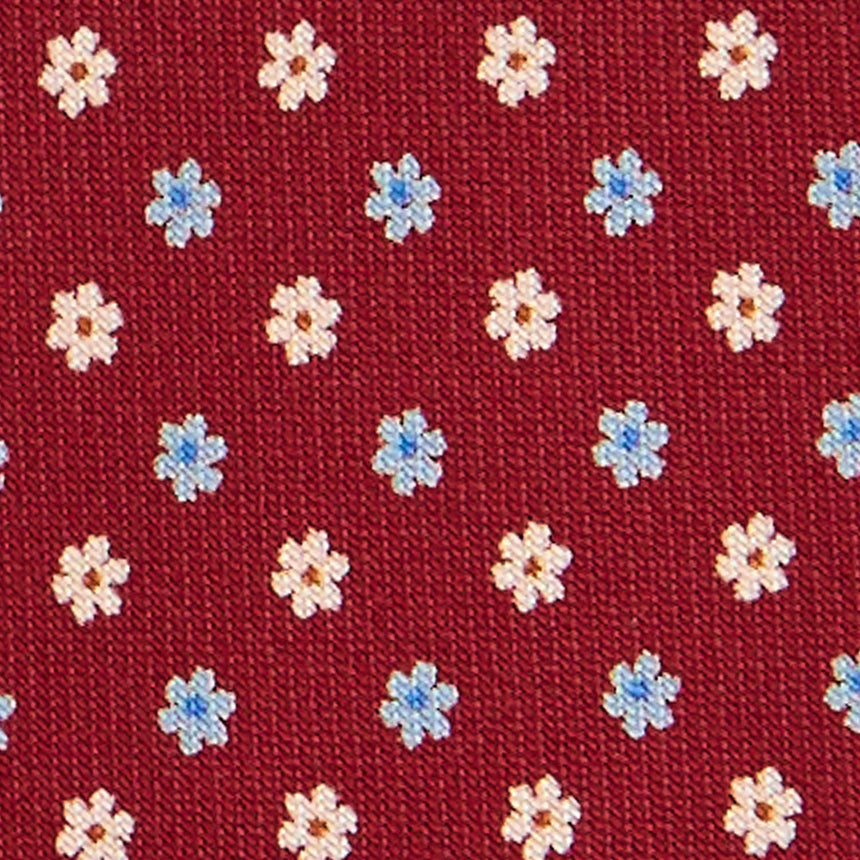 CRAVATTA SARTORIALE 7 CM IN SETA STAMPATA BORDEAUX