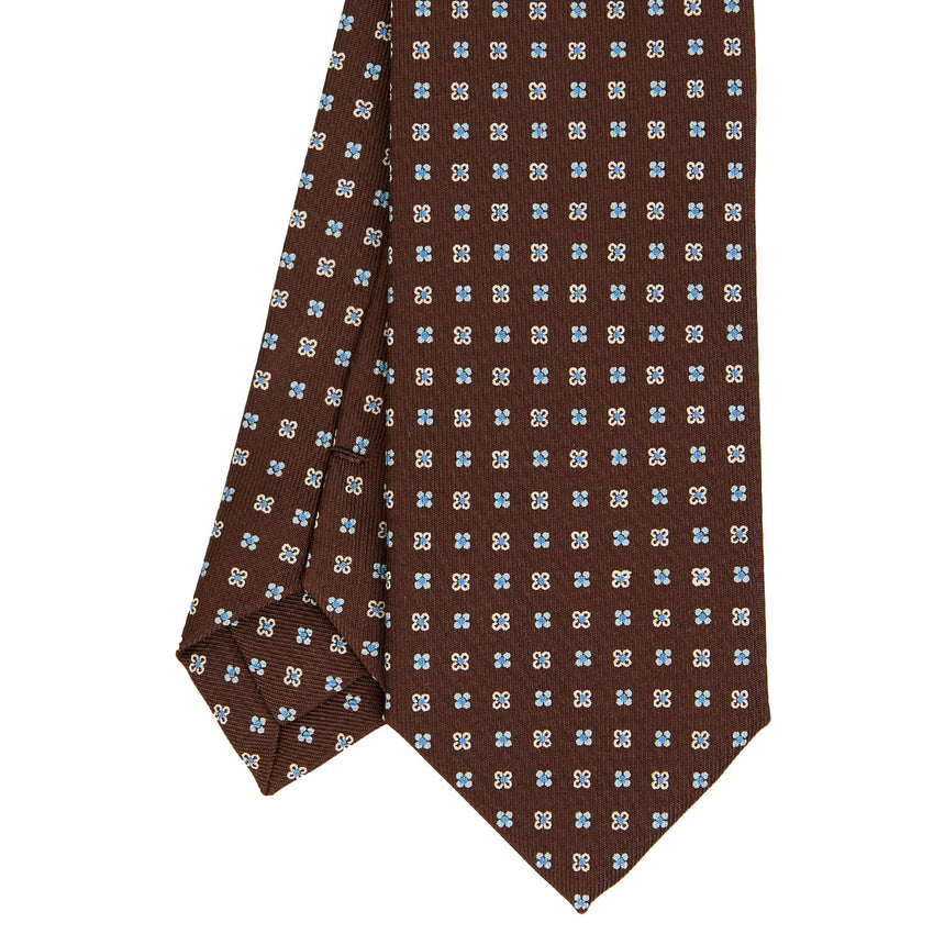 DARK BROWN SARTORIAL 7 CM PRINTED SILK TIE