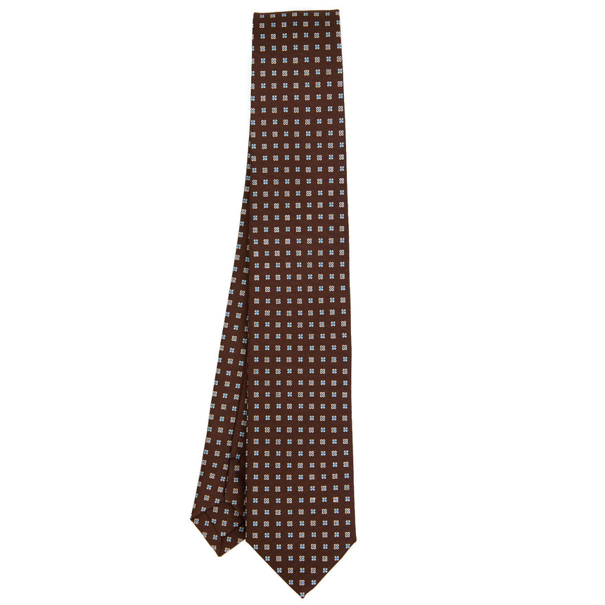 DARK BROWN SARTORIAL 7 CM PRINTED SILK TIE