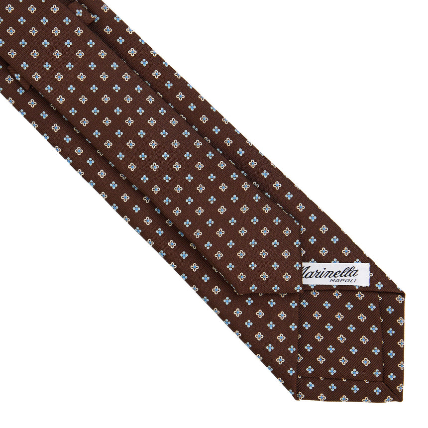 DARK BROWN SARTORIAL 7 CM PRINTED SILK TIE