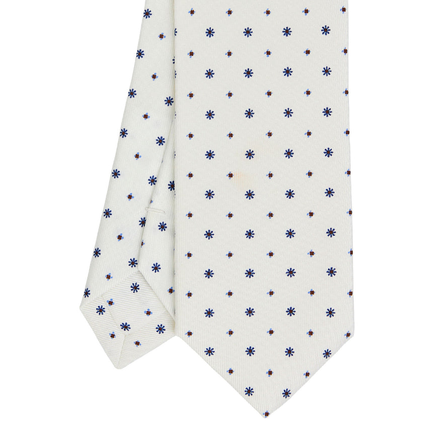 CRAVATTA SARTORIALE 7 CM IN SETA STAMPATA BIANCA